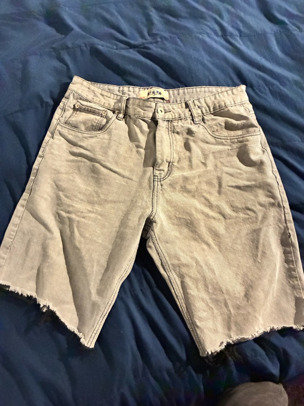 Men's Beige Cutoff Denim Shorts